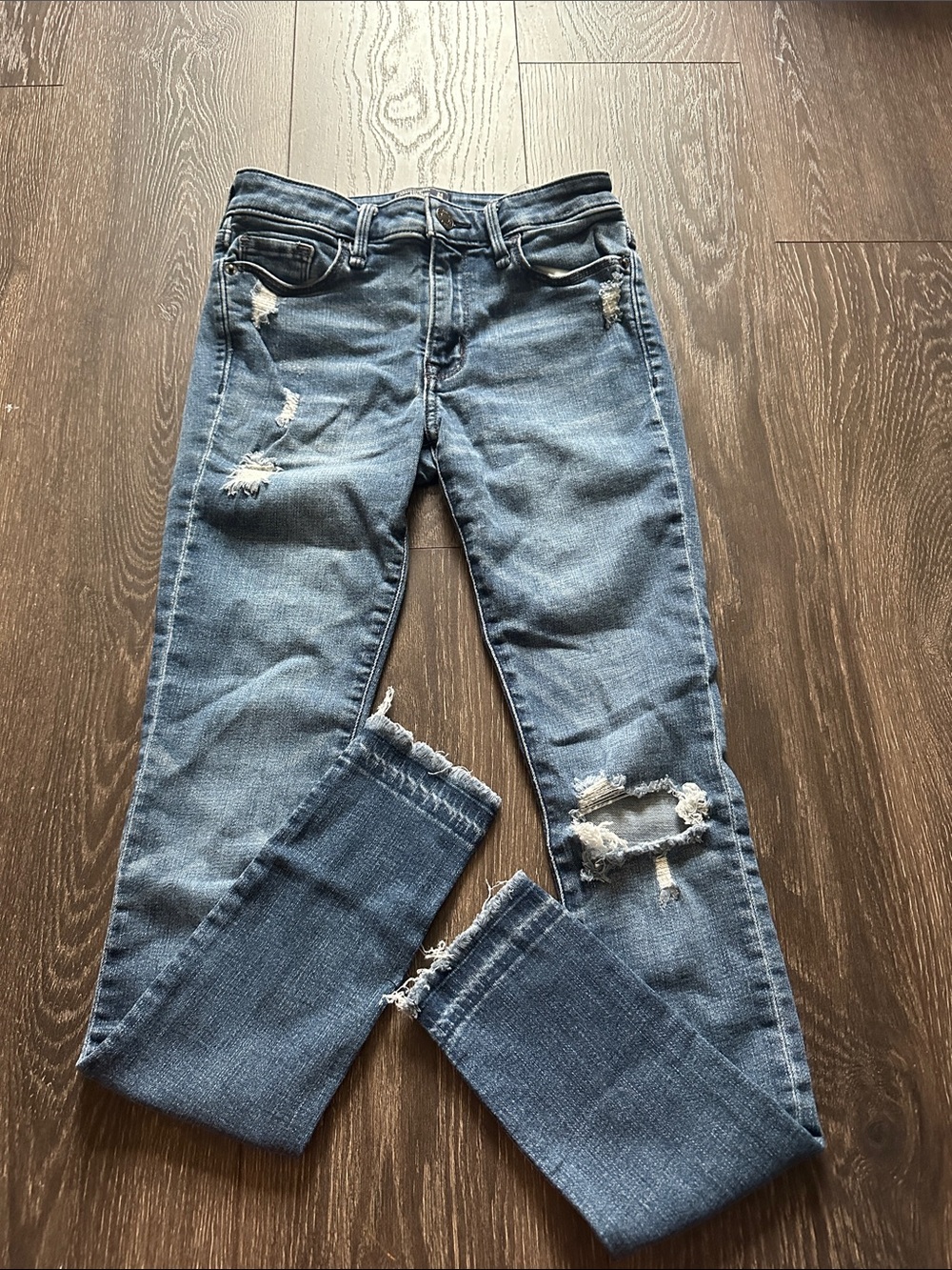 Abercrombie & Fitch Low Rise Distressed Blue Skinny Jeans